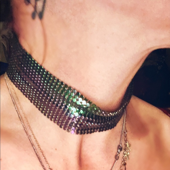 Metallic Ombré Purple Iridescent Mesh Chainlink Choker